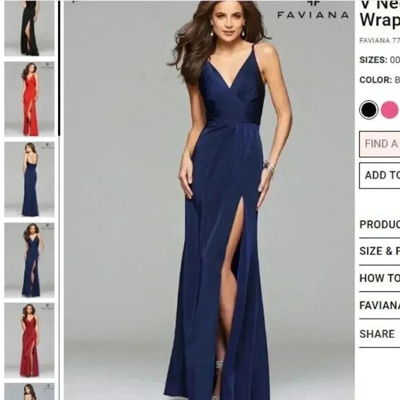 V Neck Long Dress With Wrap Front And Leg Slit, Like New - Picture 1 of 12
